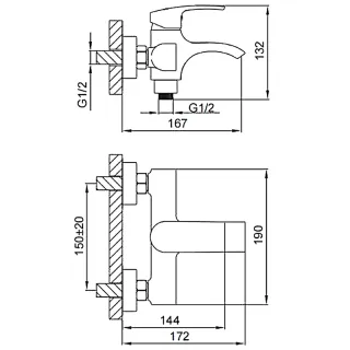 Смеситель для ванны и душа Frap F3269 хром